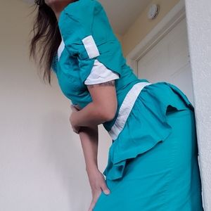 Vintage 1980s peplum drop waist dress